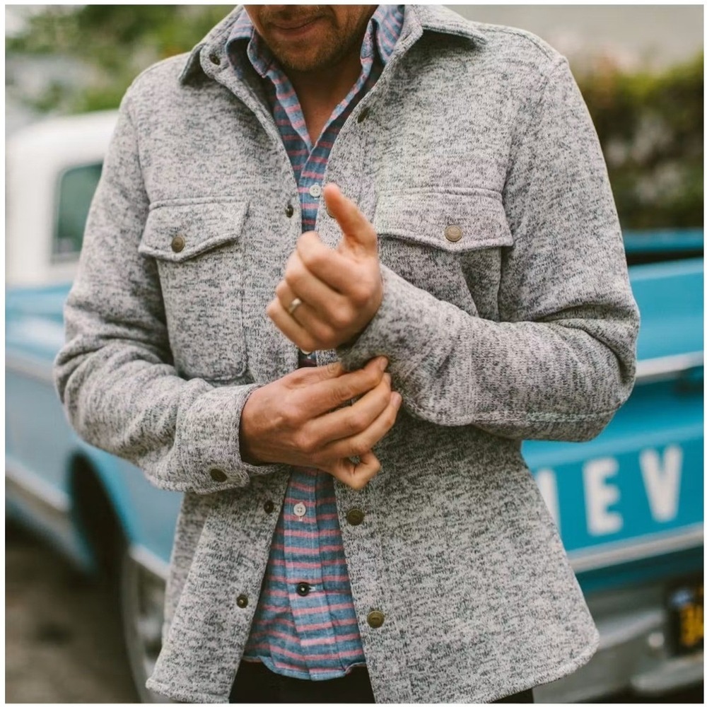 Taylor Stitch The Big Sur Shirt Jacket Polartec Mens 36 Grey Button Up Shacket